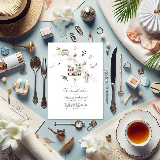 Invitation Dîner de la répétition de mariage de destination à