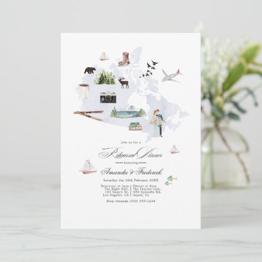 Invitation Dîner de la répétition de mariage de destination d (Debout devant)