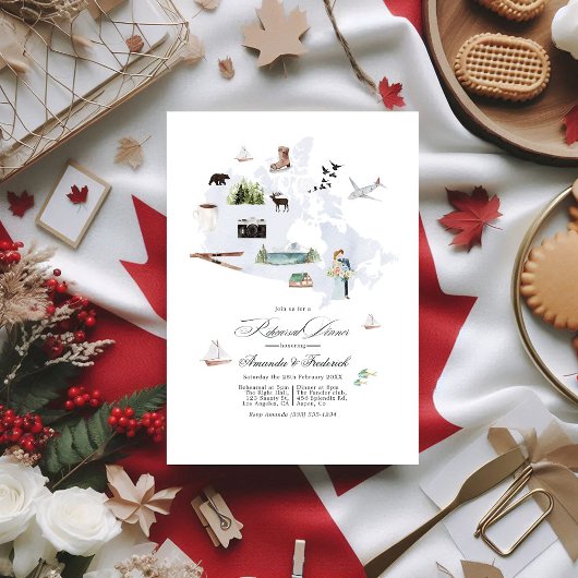 Invitation Dîner de la répétition de mariage de destination d