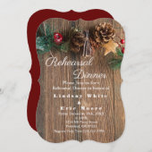 Invitation Dîner de la répétition de Noël rustique (Devant / Derrière)