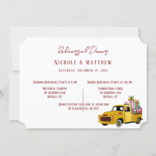 Invitation Dîner de la répétition de Noël vintage Camion