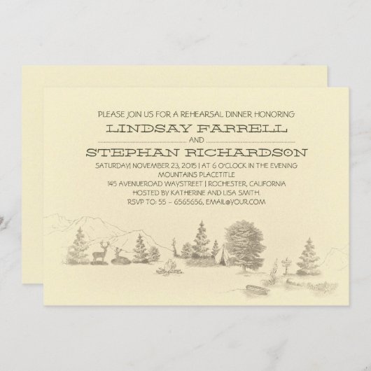 Invitation Dîner de la répétition du camping (Devant / Derrière)