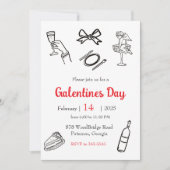 Invitation Dîner de la Saint-Valentin entre copines (Devant)