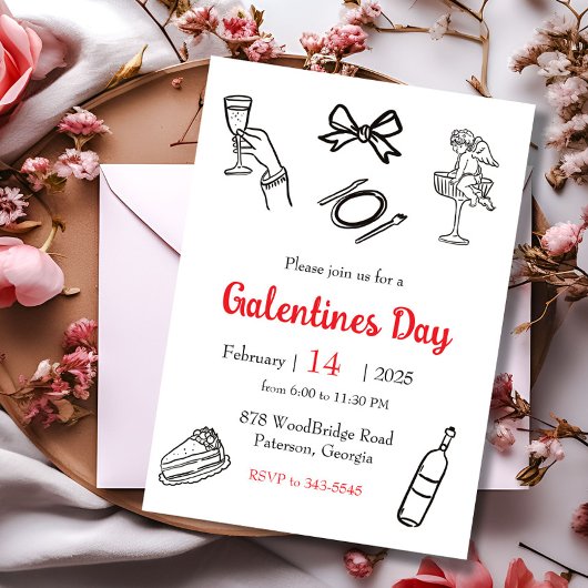 Invitation Dîner de la Saint-Valentin entre copines