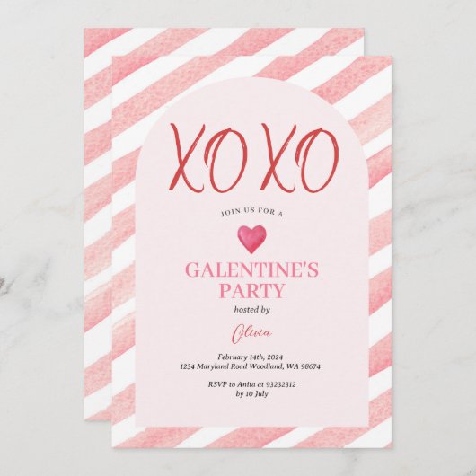 Invitation Dîner de la Saint-Valentin Galentine's Day Arch Ro (Devant / Derrière)