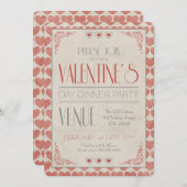 Invitation Dîner de la Saint-Valentin Vintage (Devant / Derrière)