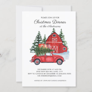 Invitation Dîner de l'arbre de Noël de la grange de la voitur
