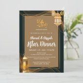 Invitation Dîner de l'Iftar doré et noir de luxe islamique (Debout devant)