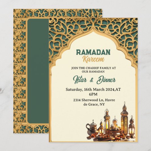 Invitation Dîner de l'Iftar Soirée du Ramadan 2025 (Devant / Derrière)