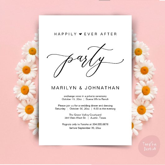 Invitation Dîner de Mariage de Fuite de Noces de la Soirée à