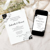 Invitation Dîner de Mariage de tournesol noir et blanc