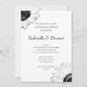 Invitation Dîner de Mariage de tournesol noir et blanc (Devant)