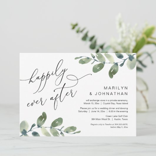 Invitation Dîner de Mariage en Intime Eucalyptus Pour Toujour (Debout devant)