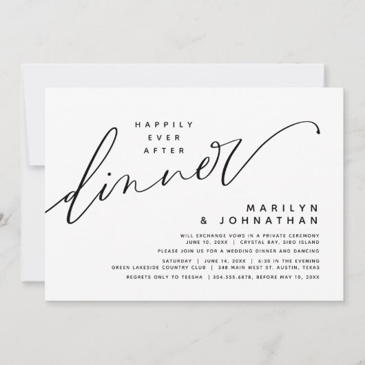 Invitation Dîner de Mariage Fugace Moderne et Éternel (Devant)