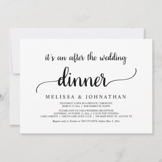 Invitation Dîner de Mariage Fugitif Happily Ever After (Devant)