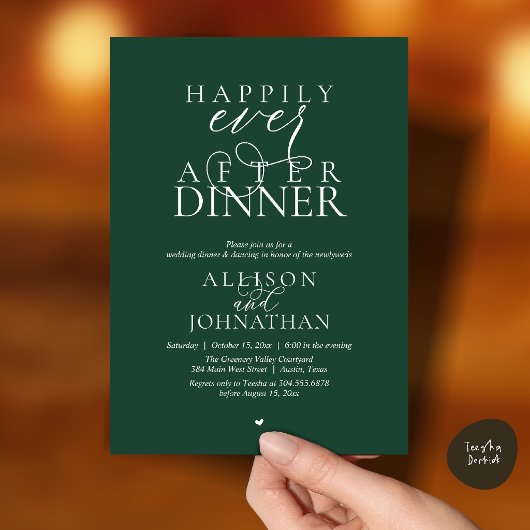 Invitation Dîner de mariage moderne Forest Happily Ever After