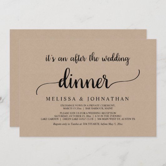 Invitation Dîner de Mariage Rustique Happily Ever After (Devant / Derrière)