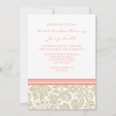Invitation Dîner de mariée de Corail beige Damask (Dos)