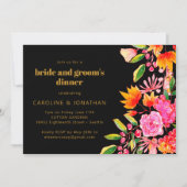 Invitation Dîner de mariée noire rose orange (Devant)