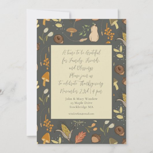 Invitation Dîner de moisson d'automne de Thanksgiving (Devant)