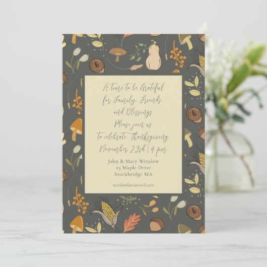 Invitation Dîner de moisson d'automne de Thanksgiving (Debout devant)