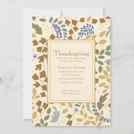 Invitation Dîner de moisson Thanksgiving Rustic Elegant (Devant)