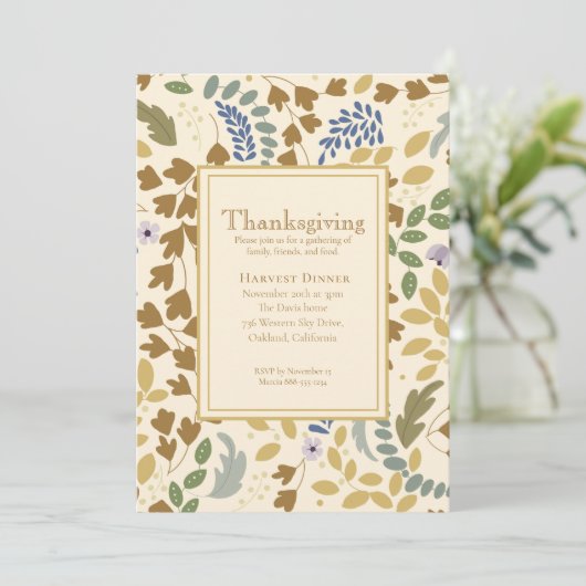 Invitation Dîner de moisson Thanksgiving Rustic Elegant (Debout devant)