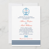 Invitation Dîner de Nautical Navy Blue Red Wedding Rehearsal (Devant)