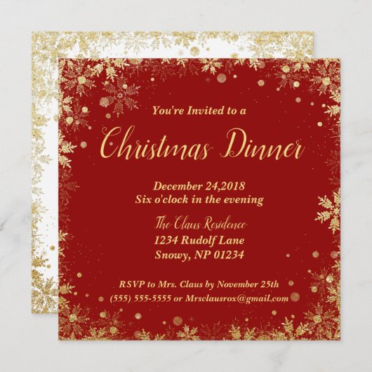 Invitation Dîner de Noël (Devant / Derrière)