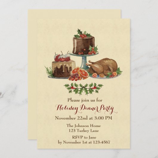 Invitation Dîner de Noël (Devant / Derrière)