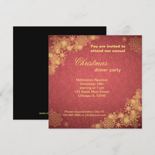 Invitation Dîner de Noël (Devant / Derrière)