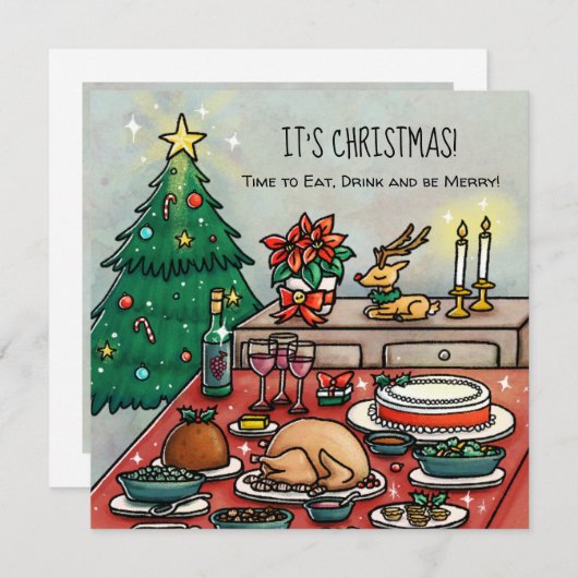 Invitation Dîner de Noël (Devant / Derrière)