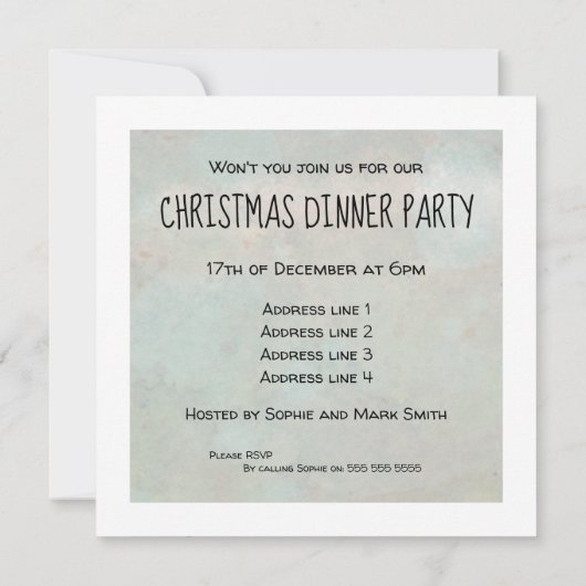 Invitation Dîner de Noël (Dos)
