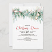 Invitation Dîner de Noël à la verdure aquarelle (Devant)