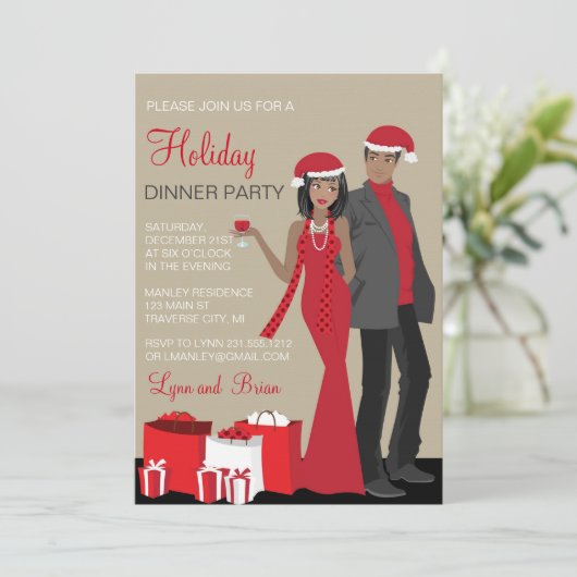 Invitation Dîner de Noël afro-américain (Debout devant)