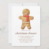 Invitation Dîner de Noël Aquarelle Pain d'argent Homme (Devant)