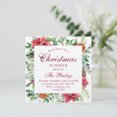 Invitation Dîner de Noël Aquarelle Vacances Florales (Debout devant)