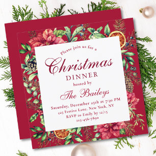 Invitation Dîner de Noël au Poinsettia Rouge