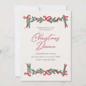 Invitation Dîner de Noël beige et rouge (Devant)