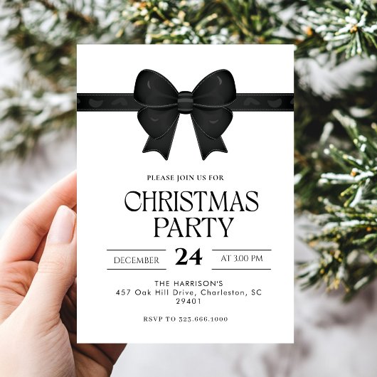 Invitation Dîner de Noël Black Bow