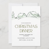 Invitation Dîner de Noël blanc et vert simple (Devant)