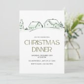 Invitation Dîner de Noël blanc et vert simple (Debout devant)