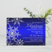 Invitation Dîner de Noël Blue Crystal Snowflake (Debout devant)
