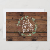 Invitation Dîner de Noël Bois Manger Boire et être joyeux Inv (Dos)