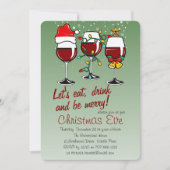 Invitation Dîner de Noël Boissons Cocktails Vins Lunettes (Devant)