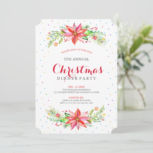 Invitation Dîner de Noël bouquet (Debout devant)