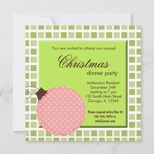 Invitation Dîner de Noël carré (Devant)