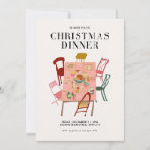 Invitation Dîner de Noël coloré illustré (Devant)