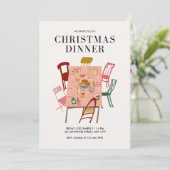 Invitation Dîner de Noël coloré illustré (Debout devant)