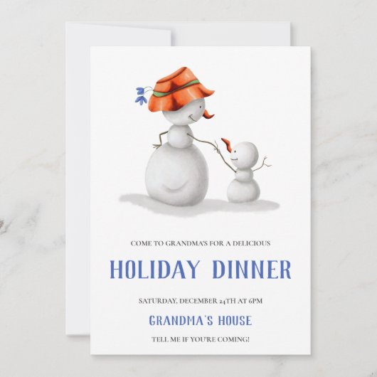 Invitation Dîner de Noël de la grand-mère de Snowman (Devant)